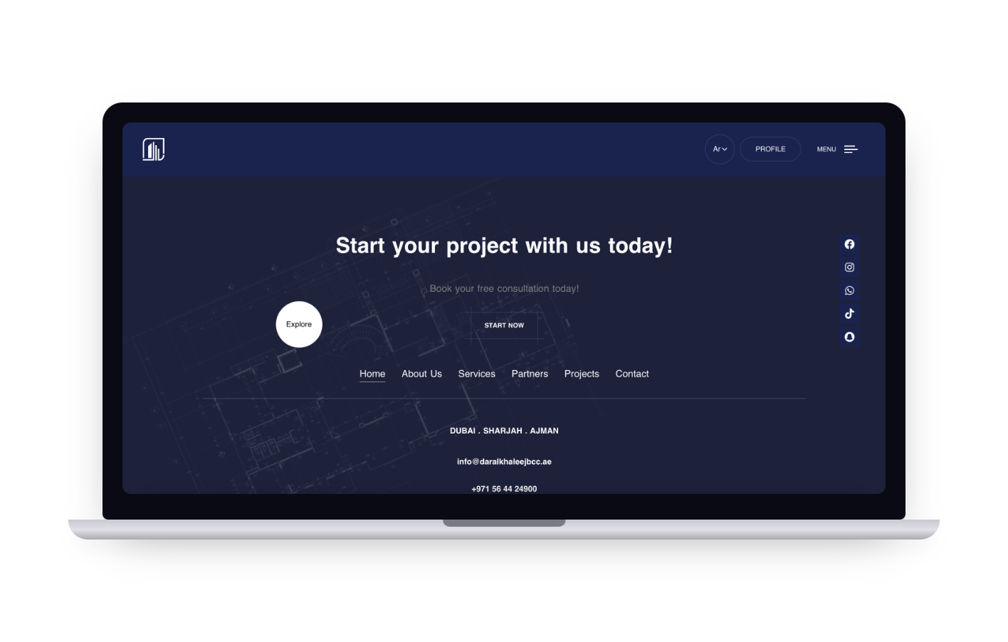 Corporate website on MacBook