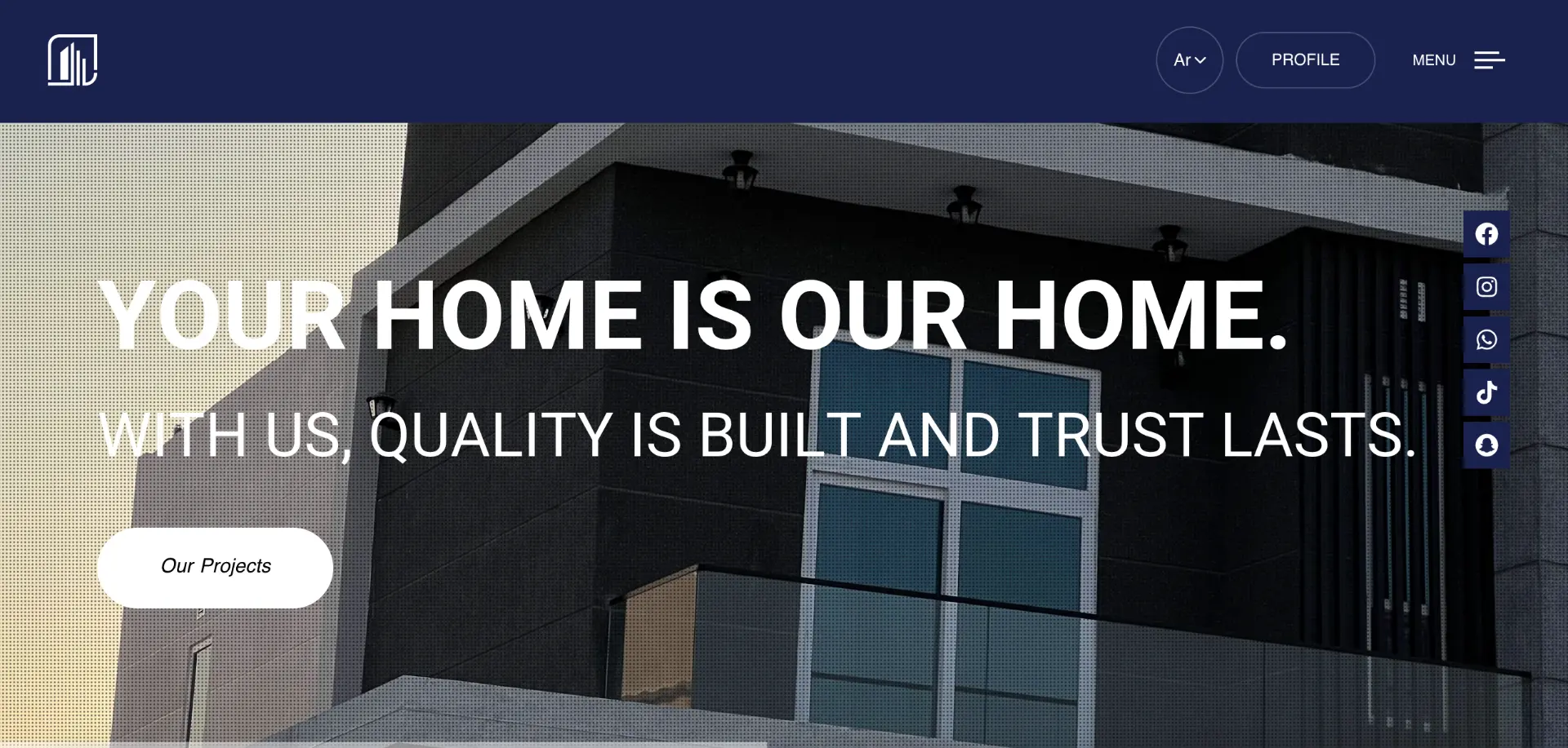 Corporate website homepage