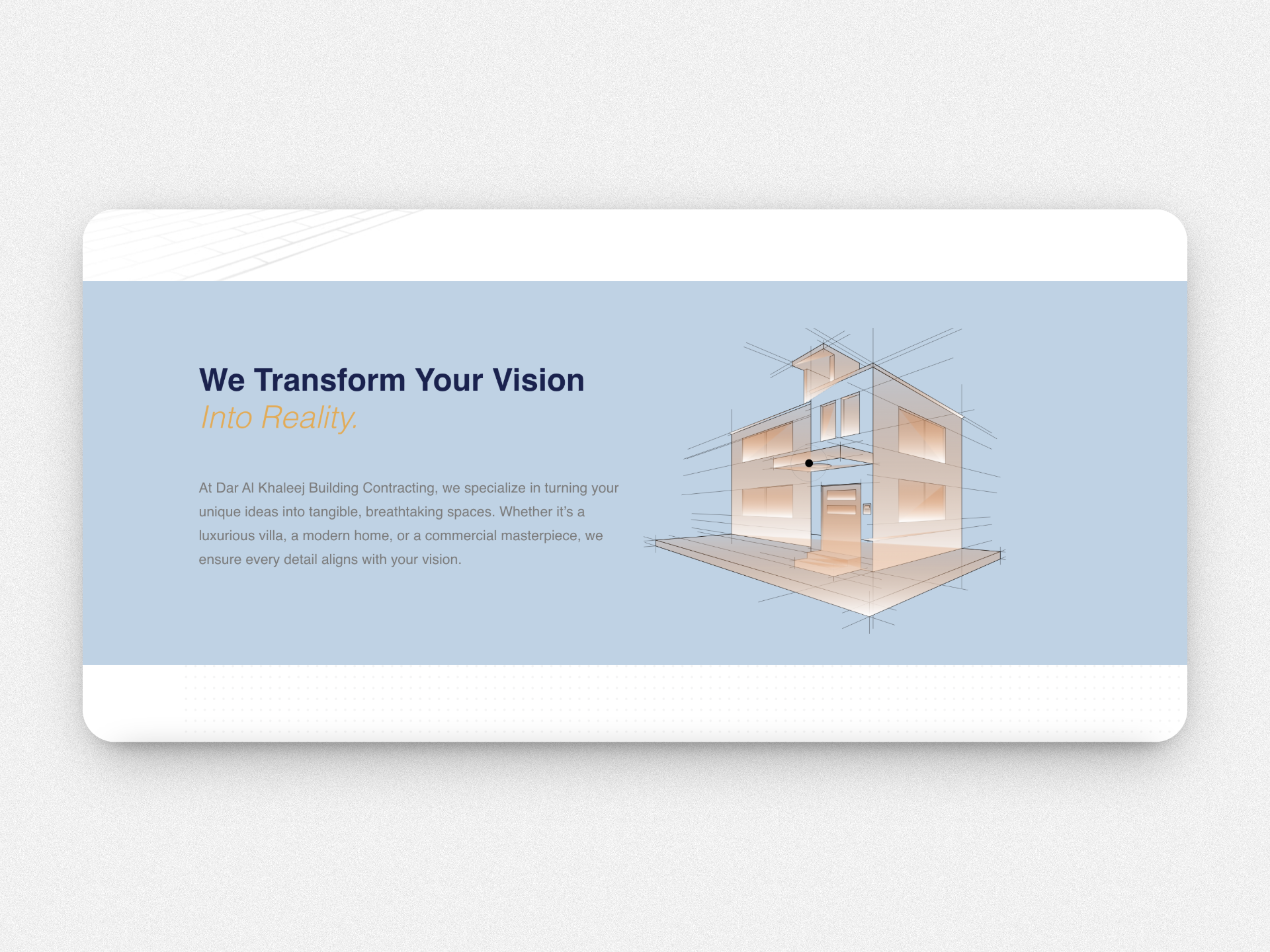 Redesigned corporate website vision section